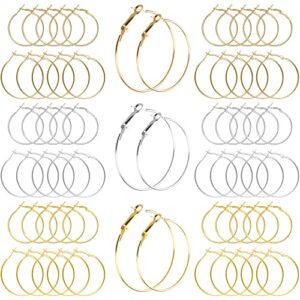 FANMAOUS 60Pcs Hoop Earring Findings Stainless Steel Earrings Beading Round Earrings Hypoallergenic Hoop Earrings Open Beading Hoop for Jewelry Making DIY Crafts Art Creation Girl