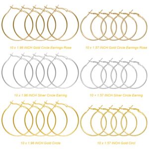 FANMAOUS 60Pcs Hoop Earring Findings Stainless Steel Earrings Beading Round Earrings Hypoallergenic Hoop Earrings Open Beading Hoop for Jewelry Making DIY Crafts Art Creation Girl