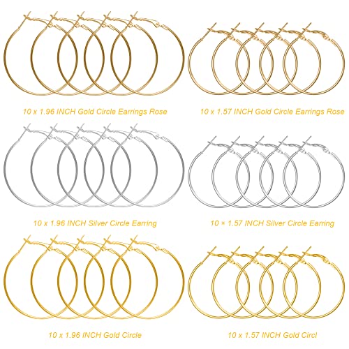 FANMAOUS 60Pcs Hoop Earring Findings Stainless Steel Earrings Beading Round Earrings Hypoallergenic Hoop Earrings Open Beading Hoop for Jewelry Making DIY Crafts Art Creation Girl