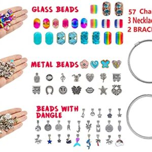 Klmars Charm Bracelet Making Kit,Jewelry Making Supplies Beads,Unicorn/Mermaid Crafts Gifts Set for Girls Teens Age 8-12