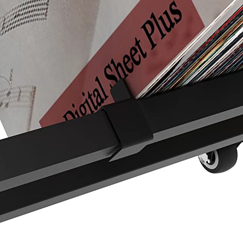 Simoretus 3 Tier Vinyl Record Storage Rack, Mobile Black Metal LP Storage Display Stand with Casters, Large Capacity Record Holder for Albums, Books, Magazines, and Office Files