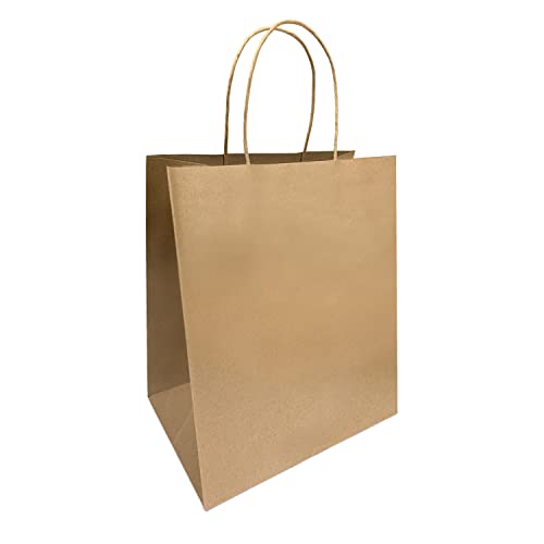 Paper Bags with Handles 50 Count 10x6.75x12 Inches Kraft Paper Bags for Wedding bags, Gift bags, Food bags, Shopping bags, Grocery bags, Storage bags, Lunch bags, Take away bags, Retail bags and More, Reusable, Eco-friendly and Sustainable 1072B 50C