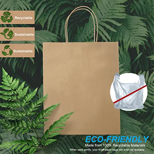 Paper Bags with Handles 50 Count 10x6.75x12 Inches Kraft Paper Bags for Wedding bags, Gift bags, Food bags, Shopping bags, Grocery bags, Storage bags, Lunch bags, Take away bags, Retail bags and More, Reusable, Eco-friendly and Sustainable 1072B 50C