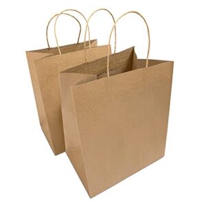 Paper Bags with Handles 50 Count 10x6.75x12 Inches Kraft Paper Bags for Wedding bags, Gift bags, Food bags, Shopping bags, Grocery bags, Storage bags, Lunch bags, Take away bags, Retail bags and More, Reusable, Eco-friendly and Sustainable 1072B 50C