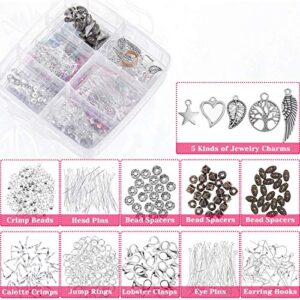 Jewelry Making Supplies, Cridoz Jewelry Making Tools Kit with Jewelry Pliers, Beading Wire, Jewelry Beads and Charms Findings for Jewelry Necklace Earring Bracelet Making Repair