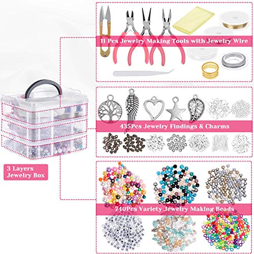 Jewelry Making Supplies, Cridoz Jewelry Making Tools Kit with Jewelry Pliers, Beading Wire, Jewelry Beads and Charms Findings for Jewelry Necklace Earring Bracelet Making Repair