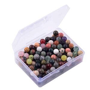 Natural Stone Beads 200pcs Mixed 8mm Round Genuine Real Stone Beading Loose Gemstone Hole Size 1mm DIY Charm Smooth Beads for Bracelet Necklace Earrings Jewelry Making (Stone Beads Mix 200pcs)