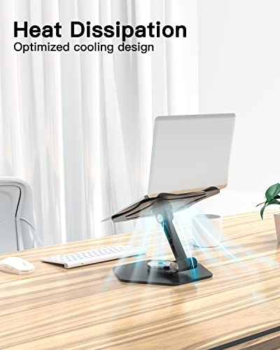 SOJUNER Swivel Adjustable Laptop Stand, 360° Rotating of Aluminum Laptop Stand for Desk, Laptop Riser with Mechanical Sound, Laptop Computer Stand Compatible with 10-16 inch Laptop, Gray