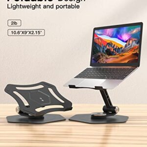 SOJUNER Swivel Adjustable Laptop Stand, 360° Rotating of Aluminum Laptop Stand for Desk, Laptop Riser with Mechanical Sound, Laptop Computer Stand Compatible with 10-16 inch Laptop, Gray