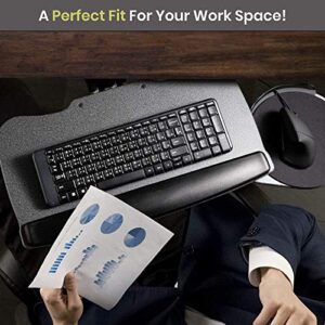 FERSGO Under Desk Keyboard Tray, 20" x 11" Tray, 17.75" Track, One Knob Control, Undermount Sliding Computer Keyboard and Mouse Tray with Wrist Rest, Swivels 360° with Adjustable Height and ±15° Tilt