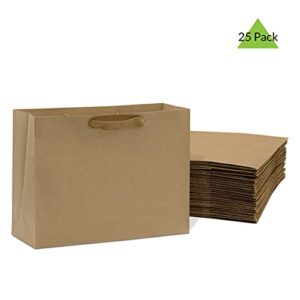 Brown Gift Bags with Handles - 16x6x12 Inch 25 Pack Designer Shopping Bags in Bulk, Large Gift Wrap with Fabric Handles for Boutiques, Small Business, Retail Stores, Merchandise, Birthday Parties