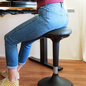 WOBBLE STOOL Standing Desk Chair ergonomic tall adjustable height sit stand-up office balance drafting bar swiveling leaning perch perching high swivels 360 computer active sitting black saddle seat