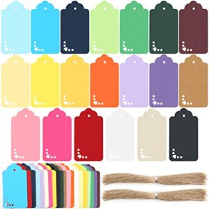 koogel 200 pcs gift tags, 20 colors tags with string paper tags colored tags for gift valentine’s day christmas weeding holiday wedding diy crafts