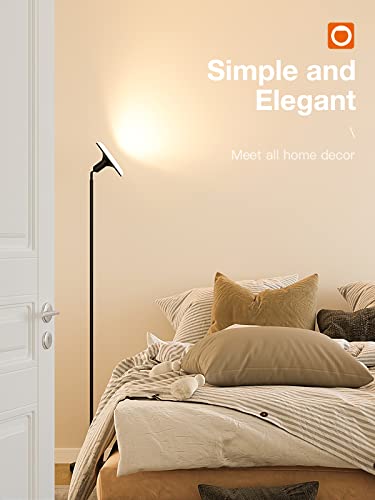 addlon Floor Lamp with Remote, Sky LED Modern Torchiere Tall Standing Lamp Super Bright Floor Lamps for Living Room, Bedroom and Office, 30W/2400LM - Black