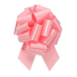 Extra Large Light Pink Gift Wrap Pull Bows - 8" Wide, XL Powder Pink Ribbon Big Pull Flower Bows for Baby Shower Gifts and Presents, Set of 4 (Light Pink)