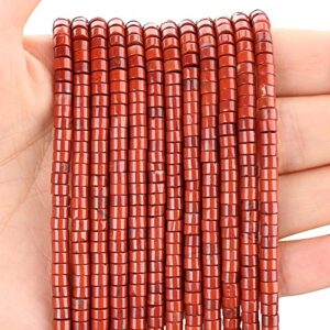 150pcs natural red jasper spacer beads, loose semi precious flat round gemstone heishi disc stone beads for beading jewelry making 4mm*2mm 38cm