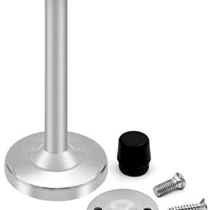 Door Stoppers 6 inch Door Stops Heavy Duty RustProof Stainless Steel Screw-in Door Holder with BabyProof Black Rubber Bumper Tips - Protects Your Walls - Long Door Stop Silver 1 Pack