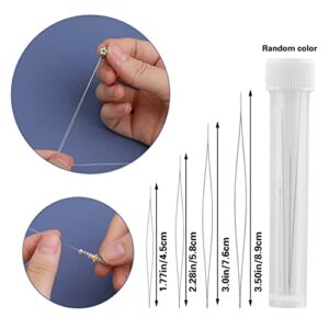 8 Rolls Elastic Stretch Thread for Bracelets, 0.5mm Transparent Beading String with 4 Sizes Beading Needles and Needle Bottle, Clear Stretch Cord Thread for Jewelry Bracelet Necklace Making Wire