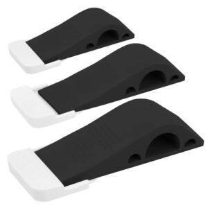 wundermax door stoppers – pack of 3 rubber door wedge for carpet, hardwood, concrete and tile – home improvement accessories – black