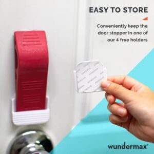 Wundermax Door Stoppers - Pack of 3 Rubber Door Wedge for Carpet, Hardwood, Concrete and Tile - Home Improvement Accessories - Black