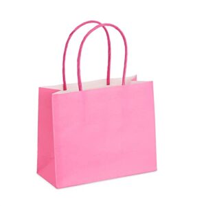 Sparkle and Bash 50 Pack Mini Pink Gift Bags with Handles, Bulk Kraft Party Favor Bags (6 x 5 x 2.5 In)