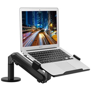 mpk laptop arm mount for desk, single gas spring laptop arm desk stand/holder,extra laptop tray fits 12-17″ laptops/notebook