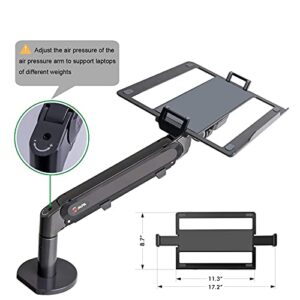 MPK Laptop arm Mount for Desk, Single Gas Spring Laptop Arm Desk Stand/Holder,Extra Laptop Tray Fits 12-17" Laptops/Notebook