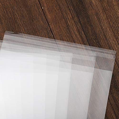 50 pcs Clear 10" x 13" Self Seal Cello Cellophane Bags Resealable Poly Bags 2.8 mils OPP Bag for Packaging Clothing, T Shirts, Party Decorative Gift