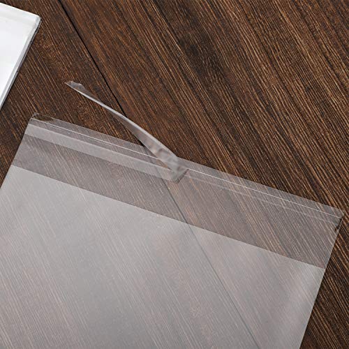 50 pcs Clear 10" x 13" Self Seal Cello Cellophane Bags Resealable Poly Bags 2.8 mils OPP Bag for Packaging Clothing, T Shirts, Party Decorative Gift