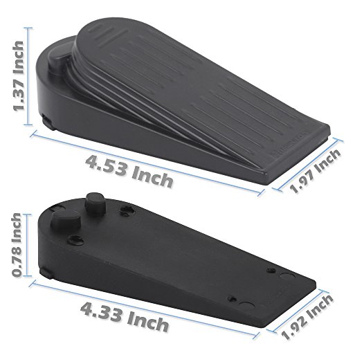 4Pcs Set Black Door Stopper Easily Wedges Door Gaps up Finger Protector Flexible Floor Door Stops - Non-Scratching Door Stop - Modern Wedge Door Stop Design