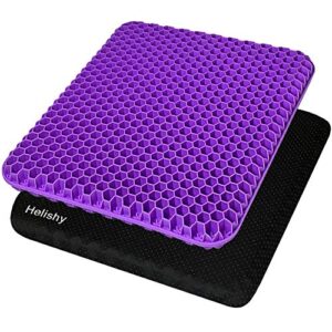 helishy gel seat cushion pillow – office chair car seat cushions – pressure reducing honeycomb designed for comfort – egg seat pads for long sitting with non-slip cover
