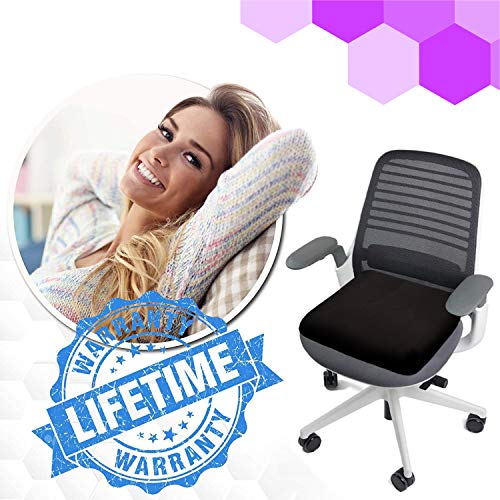 Helishy Gel Seat Cushion Pillow - Office Chair Car Seat Cushions - Pressure Reducing Honeycomb Designed for Comfort - Egg Seat Pads for Long Sitting with Non-Slip Cover