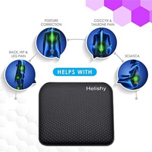 Helishy Gel Seat Cushion Pillow - Office Chair Car Seat Cushions - Pressure Reducing Honeycomb Designed for Comfort - Egg Seat Pads for Long Sitting with Non-Slip Cover