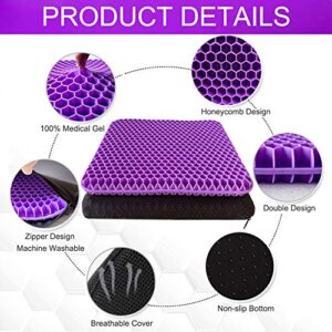 Helishy Gel Seat Cushion Pillow - Office Chair Car Seat Cushions - Pressure Reducing Honeycomb Designed for Comfort - Egg Seat Pads for Long Sitting with Non-Slip Cover