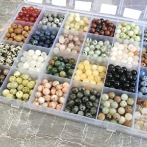 GangGangHao 960pcs Natural Stone Beads Crystals Round Genuine Real Stone Beading Loose DIY Gemstone for Bracelet Jewelry Making(6mm,24 Color)