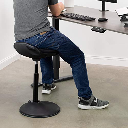 VIVO Sit Stand Perch Stool for Home and Office, Non-Slip Wobble Desk Chair, Adjustable Standing Bar Stool, Active Sitting Balance Chair with Padded Seat, Black, CHAIR-S01P