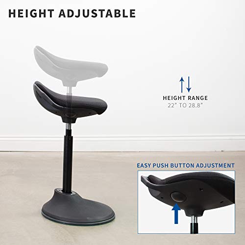 VIVO Sit Stand Perch Stool for Home and Office, Non-Slip Wobble Desk Chair, Adjustable Standing Bar Stool, Active Sitting Balance Chair with Padded Seat, Black, CHAIR-S01P