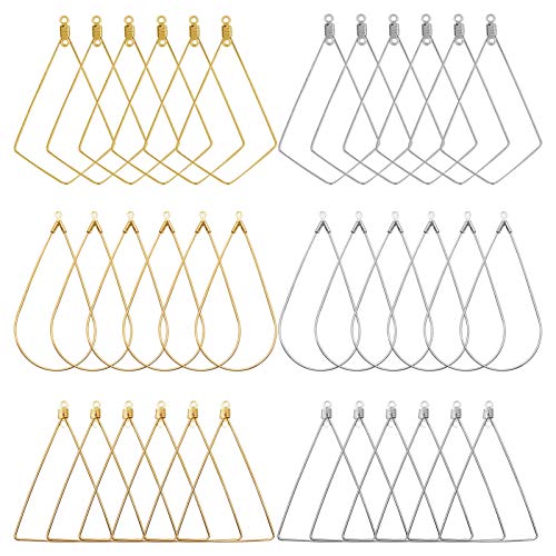 120Pcs Beading Hoop Earrings for Jewelry Making,Triangle Beading Earrings Hoop Bulk Jewelry Making Beading Supplies Teardrop Rhombus Geometric Earring Hoop for DIY Craft Earring Hoops(Gold K /White K)