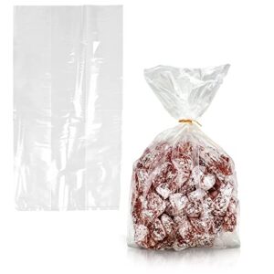 APQ Gusseted Plastic Bags 6" x 3" x 15", Pack of 100 Plastic Clear Gift Bags for Favors, Cookies, Candies, 2 Mil Thick Clear Poly Gusseted Bags with Open Top, Water-Resistant Clear Plastic Treat Bags