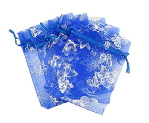 tovip wholesale 100pcs organza bag butterfly design wedding pouches jewelry packaging bags (dark blue, 3.5×4.5 (9x12cm))