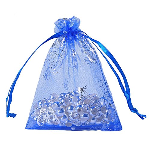 Tovip Wholesale 100PCS Organza Bag Butterfly Design Wedding Pouches Jewelry Packaging Bags (Dark Blue, 3.5x4.5 (9x12cm))