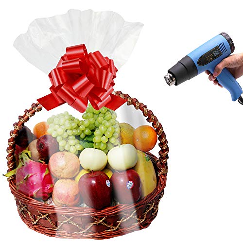 Shrink Wrap Bags for Gift Baskets, 24x30 inches Clear PVC Heat Gift Basket Shrink Bags 5Pack