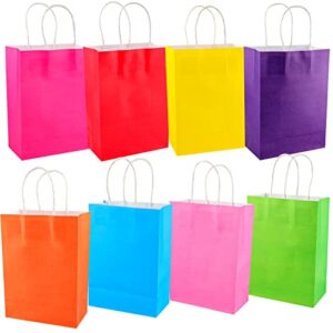 sulawskys kraft paper party favor gift bags 24pcs 8 colors rainbow kraft goodie bags bulk with handles for kids diy birthday party small gift wedding