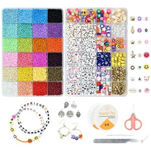 jojaneas 28800pcs 2mm glass seed beads for jewelry making kit 24 colors bracelet making kit tiny beads set,necklace ring making kits
