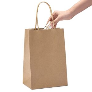 gssusa kraft paper gift bags 5.25×3.75×8 paper bags with handles, brown (20 pcs), bulk kraft gift bag for shopping, craft, grocery, party, retail, lunch, business, wedding, merchandise, boutique