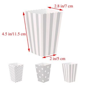 Popcorn Boxes Cardboard Candy Boxes Container Polka Dot Stripe Chevron Ripple，For Birthday, Bridal and Baby Shower，Carnival/Graduation/Party/Movie/Fiesta，Dessert Tables Wedding Party Supplies 36pcs