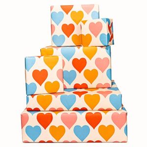 CENTRAL 23 Wedding Gift Wrapping Paper - Heart Wrapping Paper for Her - 6 Sheets of Gift Wrap for Women - For Birthday Anniversary Bridal Shower Valentines Day - Comes With Fun Stickers