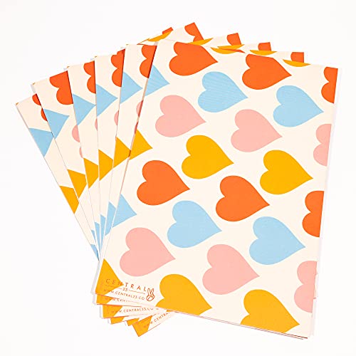 CENTRAL 23 Wedding Gift Wrapping Paper - Heart Wrapping Paper for Her - 6 Sheets of Gift Wrap for Women - For Birthday Anniversary Bridal Shower Valentines Day - Comes With Fun Stickers