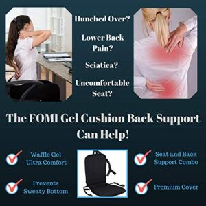 FOMI Premium All Gel Orthopedic Seat and Back Cushion Pad | Upper Lower Back Support Pillow for Car, Office, Kitchen Chair | Pressure Sore, Coccyx Pain Relief | Prevents Sweaty Bottom | Foldable