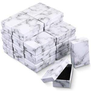 thenshop 24 pcs jewelry gift boxes cardboard jewelry boxes packaging mini marble gift box for necklace pendant jewelry packaging for small business bracelet earring ring 2 x 3.1 x 1.1 inch